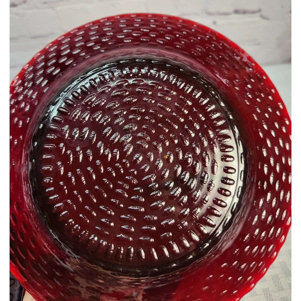 4 Arcoroc Vercors Ruby Red Salad Dessert Plate Set Heavy Faint Color Swirl 7-3/8
